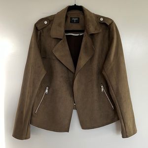 T Tahari faux suede leather Moto Jacket